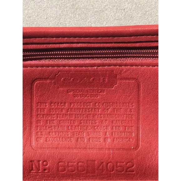 Vintage Coach USA Olympic Red Leather Phone Case Wristlet /wallet - Picture 6 of 8